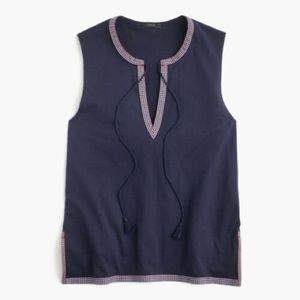 J.Crew Split Neck Sleeveless Blouse with Trim